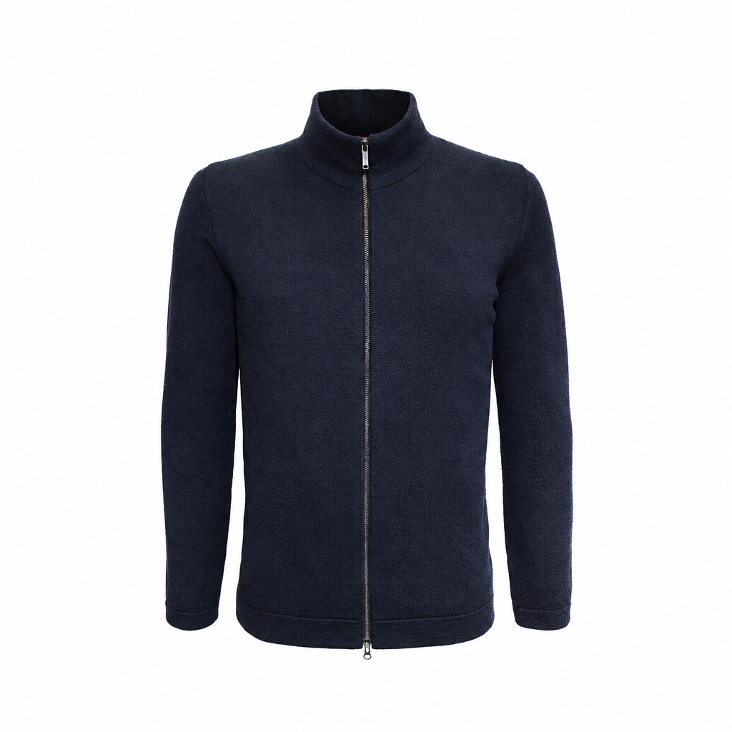 Phil Petter Zippjacke Navy aus Merinowolle mit Stretchanteil