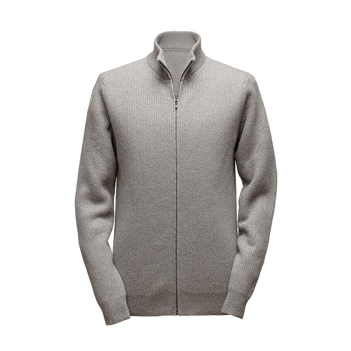 Latte Strickjacke mit durchgehendem Reissverschluss